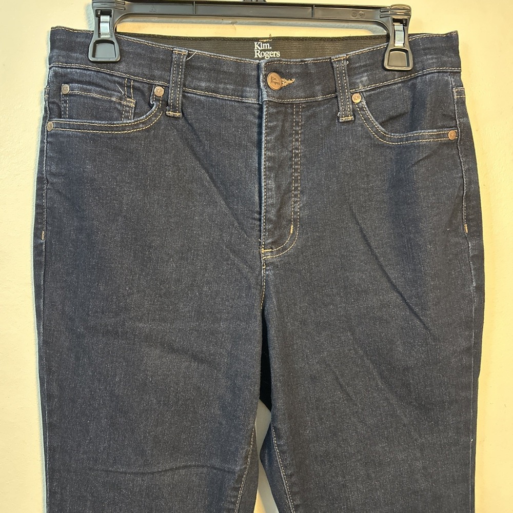 Kim Rogers Women 8 Short Straight Leg Dark Wash Jeans Cotton Stretch Denim 6325 - Picture 3 of 6
